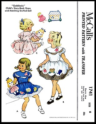 #ad McCall#x27;s #1741 Goldilocks Girls Dress Frock Sewing Pattern Toddler Stuffed Doll $5.99