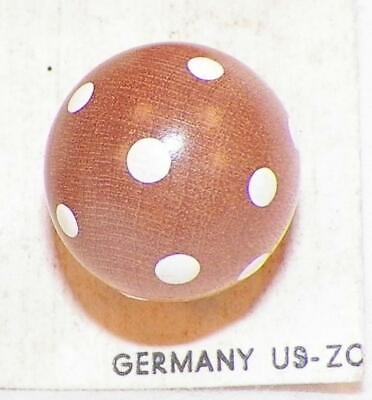 #ad 6 Wooden Ball Buttons Brown White Polka Dots Card Coat Jacket Vintage Germany $17.99