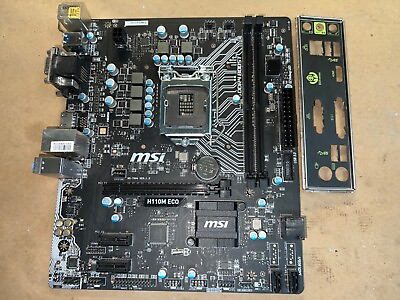 #ad MSI H110M ECO Intel LGA1151 DDR4 M ATX Micro ATX Motherboard w Faceplate TESTED $45.97