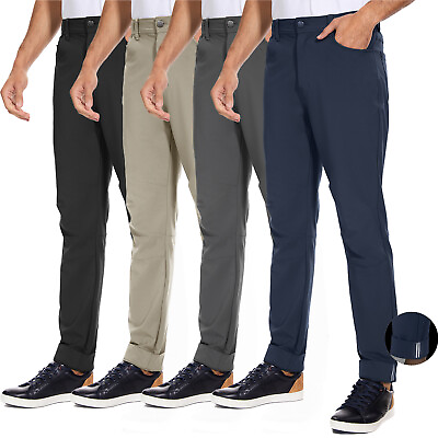 #ad Men#x27;s Dress Pants Slim Fit Stretch Waterproof Reflective Golf Chino Work Trouser $24.99