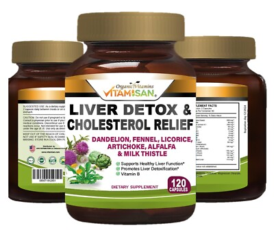 #ad Liver Cleanse amp; Detox Support Supplement 1600mg with 120 caps Milk Thistle $15.00