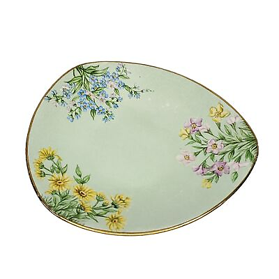 #ad Vintage Staffordshire Fashion Shape Floral Plate Trinket Dish Saucer Daisy $22.45