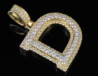 #ad D Initial Custom Letter Diamond Pendant Charm In 10K Two Tone Gold 1.5 CT 1.5quot; $1669.99