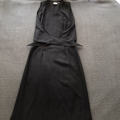 #ad Vintage Tommy Bahama 100% Silk Black Maxi Dress Sleeveless Excellent Open Back 6 $125.00