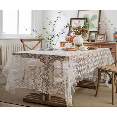 #ad Lace Sheer Tablecloth Rectangle Dining Wedding Party TableCloth Cover Home Decor $25.64