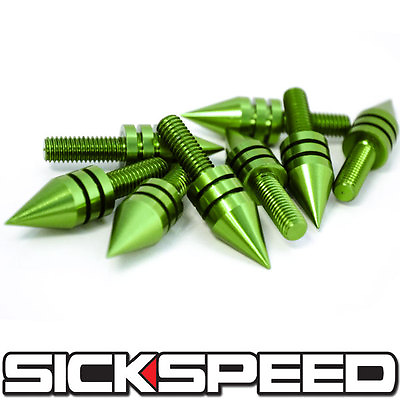 #ad 8PC GREEN BILLET ALUMINUM MOTORCYCLE SPIKED BOLT SCREW FOR WINDSCREEN I $10.95