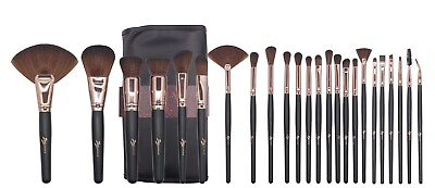 #ad Makeup Brushes Cosmetic Tool 24 pcs Pro Kit Eyebrow Shadow Powder Brush Set Bag $35.00