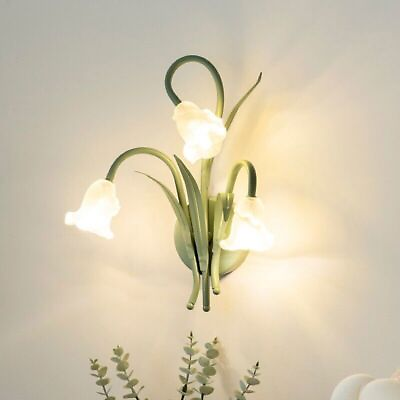 #ad Vanity Light Flower Glass 3 Light LED Wall Mounted Lamp Sconce Indoor Fixture $100.57