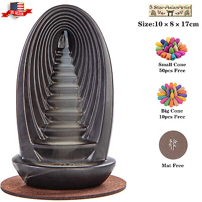 #ad Ceramic Backflow Incense Burner Dolphin Waterfall amp; Incense Cones Gift $16.99