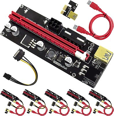 #ad Hot 6 Pack VER009S PCI E Riser Card fit Bitcoin GPU Mining Powered Riser Adapter $33.46