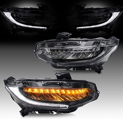 #ad VLAND Fits 2016 2021 Honda Civic Headlights FULL LED DRL Projector W Sequential $259.99