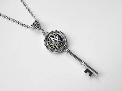#ad Fashion Pentagram Glass Necklace Classic The Key of Solomon Magic Array Necklace C $2.80