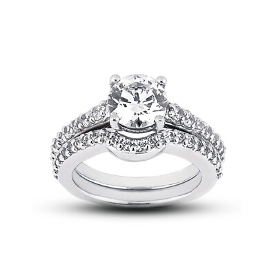#ad 1.03 CT F VS2 Round Natural Diamonds 18k Vintage Style Wedding Ring Set $2924.29
