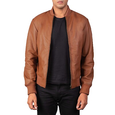 #ad Shane Brown Leather Bomber Jacket All Size Available $199.99