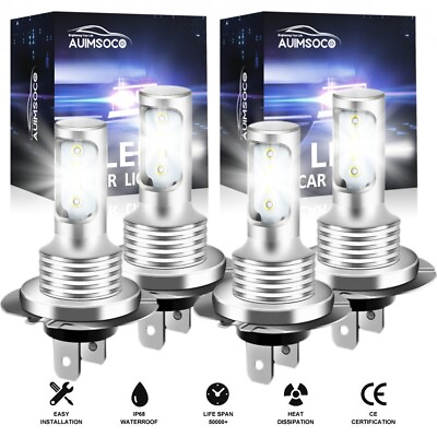 #ad H7 LED Headlights Bulbs 10000K High Low Beams Kit Combo Super White Bright 4Pcs $39.99