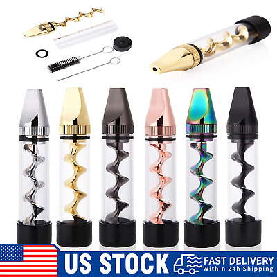 #ad New Design Smoking Mini Twisty Glass Blunt Metal Tip W Cleaning Brush Gift US $11.99