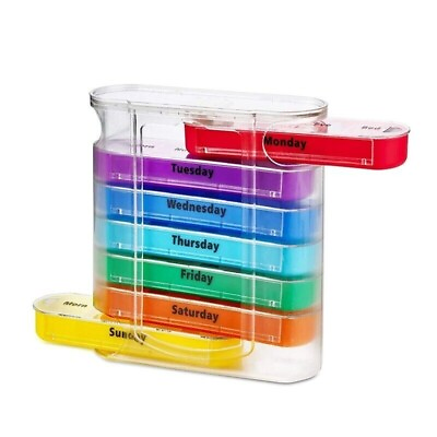 #ad 28 Grids Weekly Pill Box Organizer 7 Day Medicine Storage Case 4 Times a Day $20.08