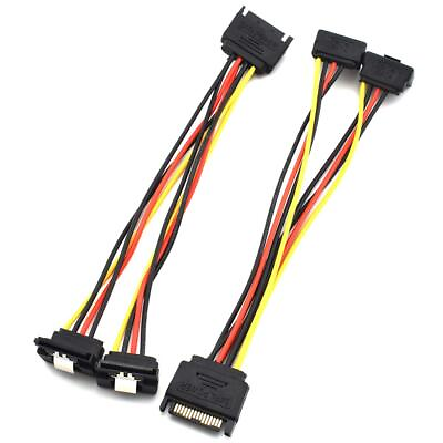 #ad 15 Pin SATA Power Splitter Adapter Cable Male to Dual Female 90 Degree Angle $11.63