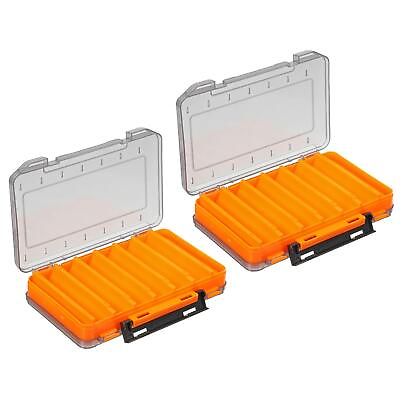 #ad 2pcs Two Sided Fishing Lure Storage Box Fish Tackle 14 Grids Container Orange $28.40