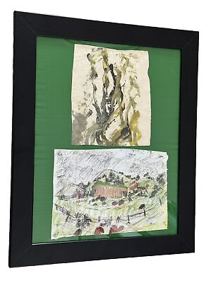 #ad PURVIS YOUNG ORIGINAL ABSTRACT SAINTS PAINTING ONE PRINT FRAMED GREEN $164.45