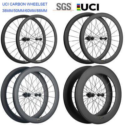 #ad 700C Clincher Carbon Road Bike Wheelset R13 Hub Carbon Wheels Basalt Brake Line $350.00