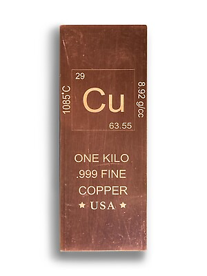 #ad 1 kg Fine Cu Bullion Chemistry Element Design 1000 gram Copper Bar Investment $59.91