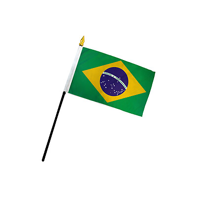#ad 1 Dozen Brazil Flags 4x6in Stick Flag Brazilian Flag $17.95