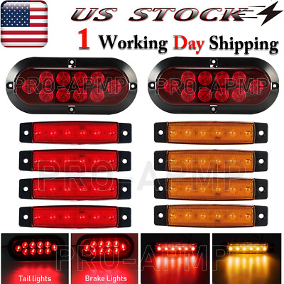 #ad Upgrade Rear LED Submersible Truck Boat Trailer Marker Tail Light Kit Waterproof $25.99