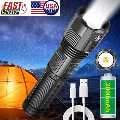 #ad 9000000 Lumens Super Bright LED Flashlight Tactical Rechargeable LED Work Lights $15.99