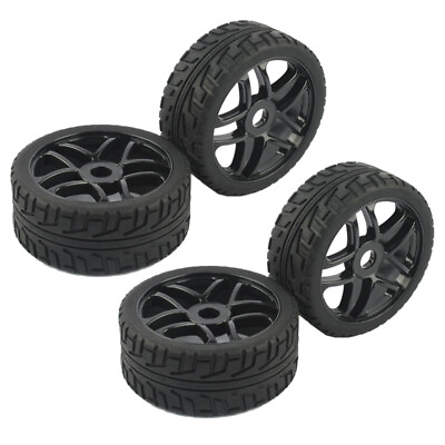 #ad 4PCS 1 8 RC Rubber Tires and Wheels Rims Hex 17mm For RC On Road Buggy Car $22.55
