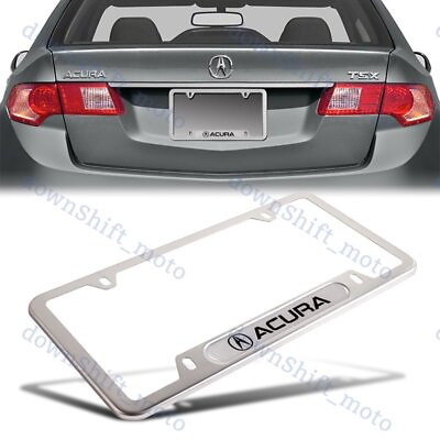 #ad 1PCS For ACURA Silver Metal Stainless Steel License Plate Frame MDX RDX TSX TL $10.99