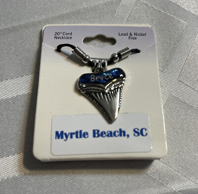 #ad Myrtle Beach SC Mens Blue Shark Tooth “Bryce” 20 Inch Cord Necklace NWT A1039 $15.99