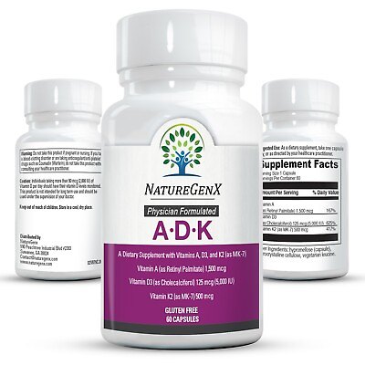 #ad ADK Vitamin Supplement w Vitamins A D3 K2 as MK7 for Bone Heart Immune Health $21.95