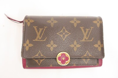 #ad Authentic LOUIS VUITTON Monogram Portefeuille Flore Compact Wallet #24853 $179.00
