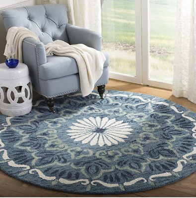 #ad Safavieh Novelty Collection 3#x27; Round Blue Ivory Area Rug $34.00