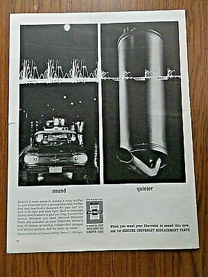 #ad 1963 Chevrolet GM Genuine Parts Ad Sound Quieter $3.00