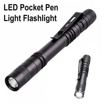 #ad LED Flashlight Clip Mini Light Penlight Pocket Portable Pen Torch Lamp 2024 USA $2.36