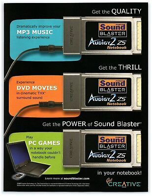 #ad 2005 Creative Print Ad Sound Blaster Audigy 2 ZS Notebook Music Movies PC Games $11.50