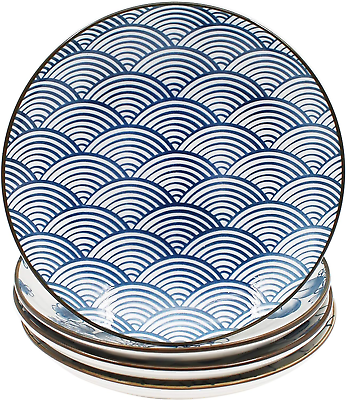 #ad Ceramic Japanese Dinner Plates Set 7 Inch Appetizer Shallow Plates Serving Lunch $29.49