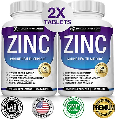 #ad Zinc Complex 50 MG TWO BOTTLES Immune System Booster amp; Support $15.97