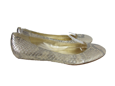 #ad Ralph Lauren Collection Purple Label Womens 7 B Gold Snake Ballet Flats Italy $104.99