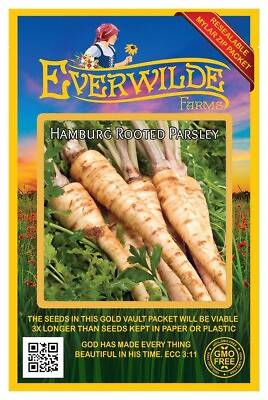 #ad 1000 Hamburg Rooted Parsley Seeds Everwilde Farms Mylar Seed Packet $2.98