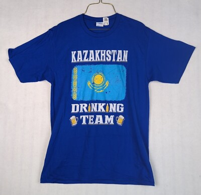 #ad Port amp; Co NEW T shirt Mens. Blue Kazakhstan Drinking Team Cool Medium $11.99