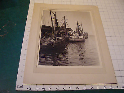 #ad Vintage printed photo: BOATS AT DOCK signed but i cant read it w matting $41.02