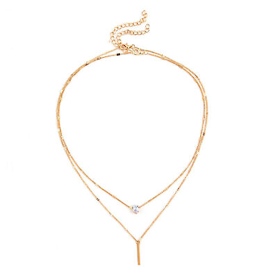 #ad 2pcs set Ladies Necklace Personalized Dress Up Layered Long Pendant Neckl Golden $8.41