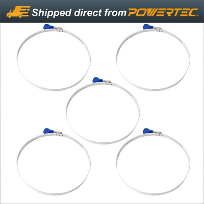 #ad POWERTEC 6 Inch Dust Collection Adjustable Key Type Hose Clamp 5 PK 70250 $14.99