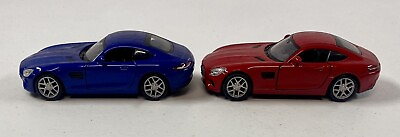 #ad *BRAND NEW* Welly Lot Of 2 Diecast Cars Mercedes Benz AMG GT Red Blue 4.75” $19.95
