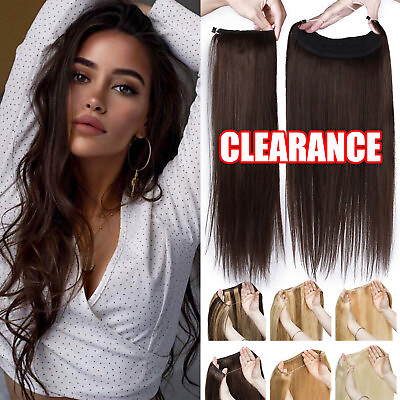 #ad CLEARANCE One Piece Hidden Wire Hair Extensions 100% Remy Human Hair Thick Wefts $98.01