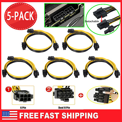 #ad 5X 6 pin PCIE Female to Dual PCI E 62 8 pin Male GPU Power Cable Splitter USA $9.49