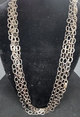 #ad STUNNING 96 inch Sterling Silver Open Link Chain Necklace 28.50 grams $96.50